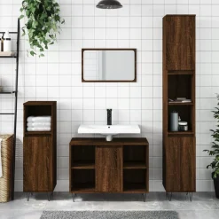 vidaXL Badschrank Braun Eichen-Optik 30x30x100 cm Holzwerkstoff