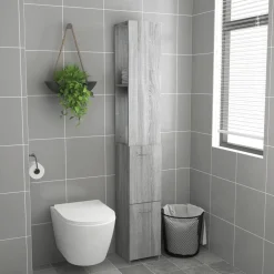 vidaXL Badschrank Grau Sonoma 25x26,5x170 cm Holzwerkstoff