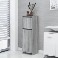 vidaXL Badschrank Grau Sonoma 30x30x95 cm Holzwerkstoff