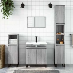 vidaXL Badschrank Grau Sonoma 58x33x60 cm Holzwerkstoff