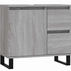 vidaXL Badschrank Grau Sonoma 65x33x60 cm Holzwerkstoff