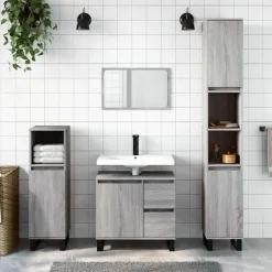 vidaXL Badschrank Grau Sonoma 65x33x60 cm Holzwerkstoff
