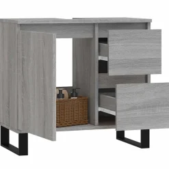 vidaXL Badschrank Grau Sonoma 65x33x60 cm Holzwerkstoff