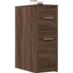 vidaXL Badschrank Schmal mit Rollen Eichen-Optik Holzwerkstoff