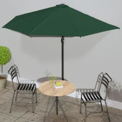 vidaXL Balkon-Sonnenschirm mit Alu-Mast Grün 300x155 cm Halbrund