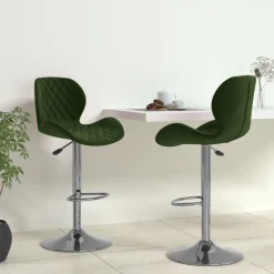 vidaXL Barhocker 2 Stk. Dunkelgrün Samt