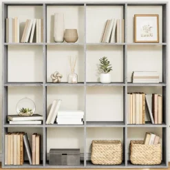 vidaXL Bücherregal Grau Sonoma 137,5x29x137,5 cm Holzwerkstoff