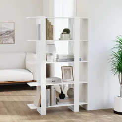 vidaXL Bücherregal/Raumteiler Hochglanz-Weiß 100x30x160 cm