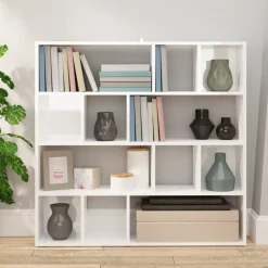 vidaXL Bücherregal/Raumteiler Hochglanz-Weiß 105x24x102 cm