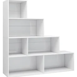vidaXL Bücherregal/Raumteiler Hochglanz-Weiß 155x24x160 cm