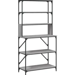 vidaXL Bäckerregal 6 Fächer Grau Sonoma 90x40x180 cm Holzwerkstoff