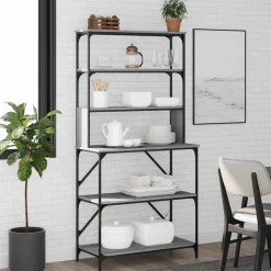 vidaXL Bäckerregal 6 Fächer Grau Sonoma 90x40x180 cm Holzwerkstoff