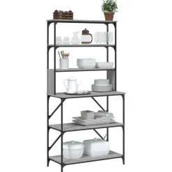 vidaXL Bäckerregal 6 Fächer Grau Sonoma 90x40x180 cm Holzwerkstoff