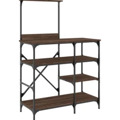 vidaXL Bäckerregal Braun Eichen-Optik 90x40x132cm Holzwerkstoff Metall