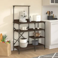 vidaXL Bäckerregal Braun Eichen-Optik 90x40x132cm Holzwerkstoff Metall