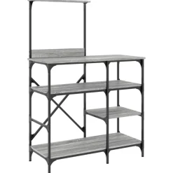 vidaXL Bäckerregal Grau Sonoma 90x40x132 cm Holzwerkstoff und Metall