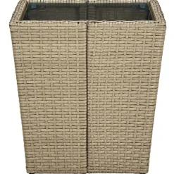 vidaXL Beistelltisch Beige 41,5x41,5x44 cm Poly Rattan und Hartglas