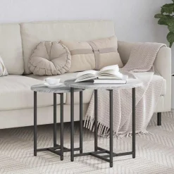 vidaXL Beistelltisch-Set 2 pcs Grau Sonoma und Schwarz