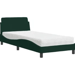 vidaXL Bett mit Matratze "Dover" Dunkelgrün 80x200 cm Samt