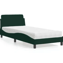 vidaXL Bett mit Matratze "Dover" Dunkelgrün 80x200 cm Samt