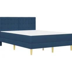 vidaXL Bettgestell mit Matratze mit Kopfteil Blau 120 x 190 cm Stoff