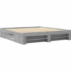 vidaXL Bettgestell ohne Matratze Grau Sonoma 180x200 cm Holzwerkstoff