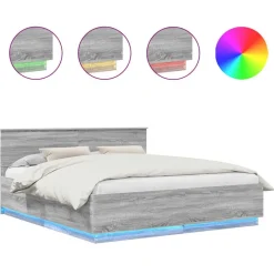 vidaXL Bettrahmen Graues Sonoma 200 x 200 cm Holzwerkstoff