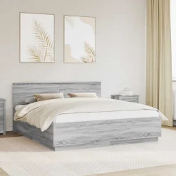 vidaXL Bettrahmen Graues Sonoma 200 x 200 cm Holzwerkstoff