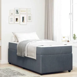 vidaXL Bettrahmen mit Matratze Dunkelgrau 80 x 200 cm Stoff