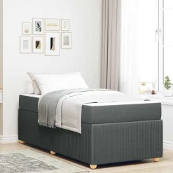 vidaXL Bettrahmen mit Matratze Dunkelgrau 80 x 200 cm Stoff