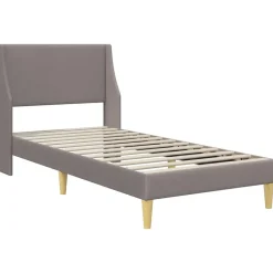 vidaXL Bettrahmen Uni mit Kopfteil Taupe 90 x 190 cm Stoff