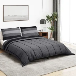 vidaXL Bettwäsche-Set Dunkelgrau 140x200 cm Baumwolle