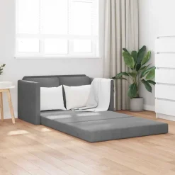 vidaXL Bodensofa mit Schlaffunktion Dunkelgrau 122x204x55 cm Samt