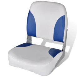 vidaXL Bootssitz Klappbar Blau-Weiß 41x36x48 cm