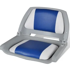 vidaXL Bootssitz Klappbar mit Polster in Blau-Weiß 48x51x41 cm