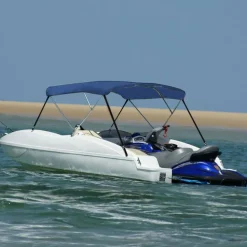 vidaXL 3-Bow Bimini Top Blau 183x140x137 cm