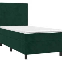 vidaXL Boxspringbett mit Matratze Dunkelgrün 80x200 cm Samt