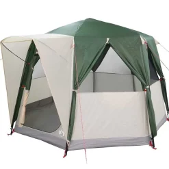 vidaXL Cabin Zelt 3-Personen mit Dach Grün und Weiß 320 x 320 x 203 cm