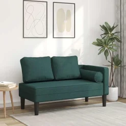 vidaXL Chaiselongue mit Kissen Dunkelgrün Stoff