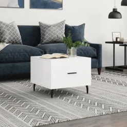 vidaXL Couchtisch Hochglanz-Weiß 50x50x40 cm Holzwerkstoff