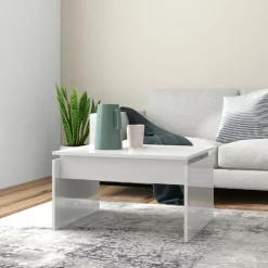 vidaXL Couchtisch Hochglanz-Weiß 68x50x38 cm Holzwerkstoff