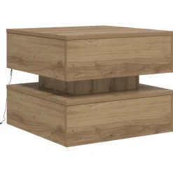 vidaXL Couchtisch mit LED-Leuchten Artisan-Eiche 50x50x40 cm