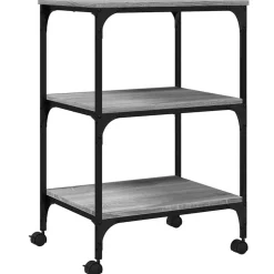 vidaXL Druckerständer 3 Ablagen Grau Sonoma 50x41x75 cm Holzwerkstoff