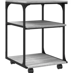 vidaXL Druckerständer 3 Ablagen Grau Sonoma 43x48x64 cm Holzwerkstoff