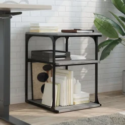 vidaXL Druckerständer 3 Ablagen Grau Sonoma 43x48x64 cm Holzwerkstoff