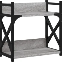 vidaXL Druckerständer 2 Ablagen Grau Sonoma 40x20x40 cm Holzwerkstoff
