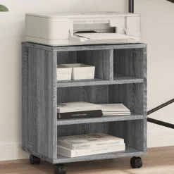 vidaXL Druckerständer mit Rollen Grau Sonoma 41x32x48 cm