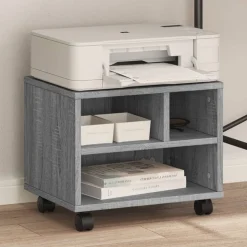 vidaXL Druckerständer mit Rollen Grau Sonoma 41x32x34,5 cm
