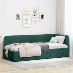 vidaXL Eckbettgestell Dunkelgrün 80 x 200 cm Stoff