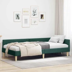 vidaXL Eckbettgestell Dunkelgrün 80 x 200 cm Stoff